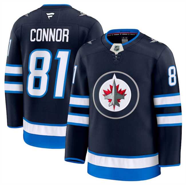 Mens Winnipeg Jets #81 Kyle Connor Navy 2024-25 Home Stitched Hockey Jersey Dzhi->->NHL Jersey